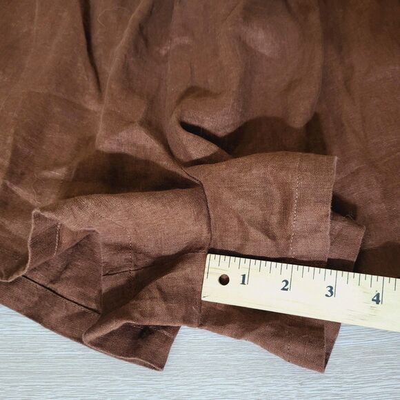 Anthropologie Somerset Linen Shorts in Cocoa Brown L Beachy Smocked New MSRP $98 - Picture 9 of 13